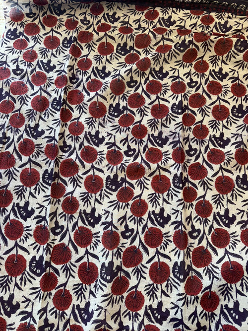 Burgundy Bloom Cotton Saree