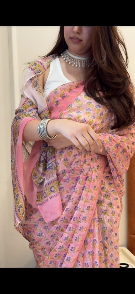 Gulabi Noor Chiffon Saree