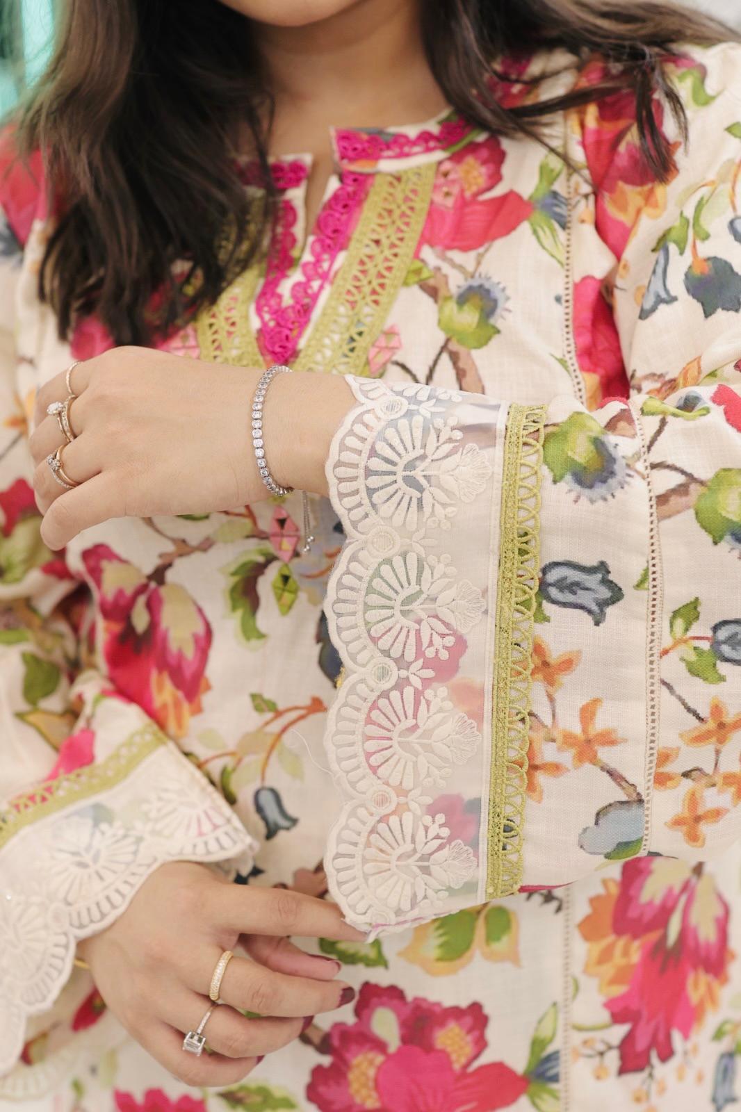 Hibiscus Zest Floral Khadi Cotton Co-ord Set