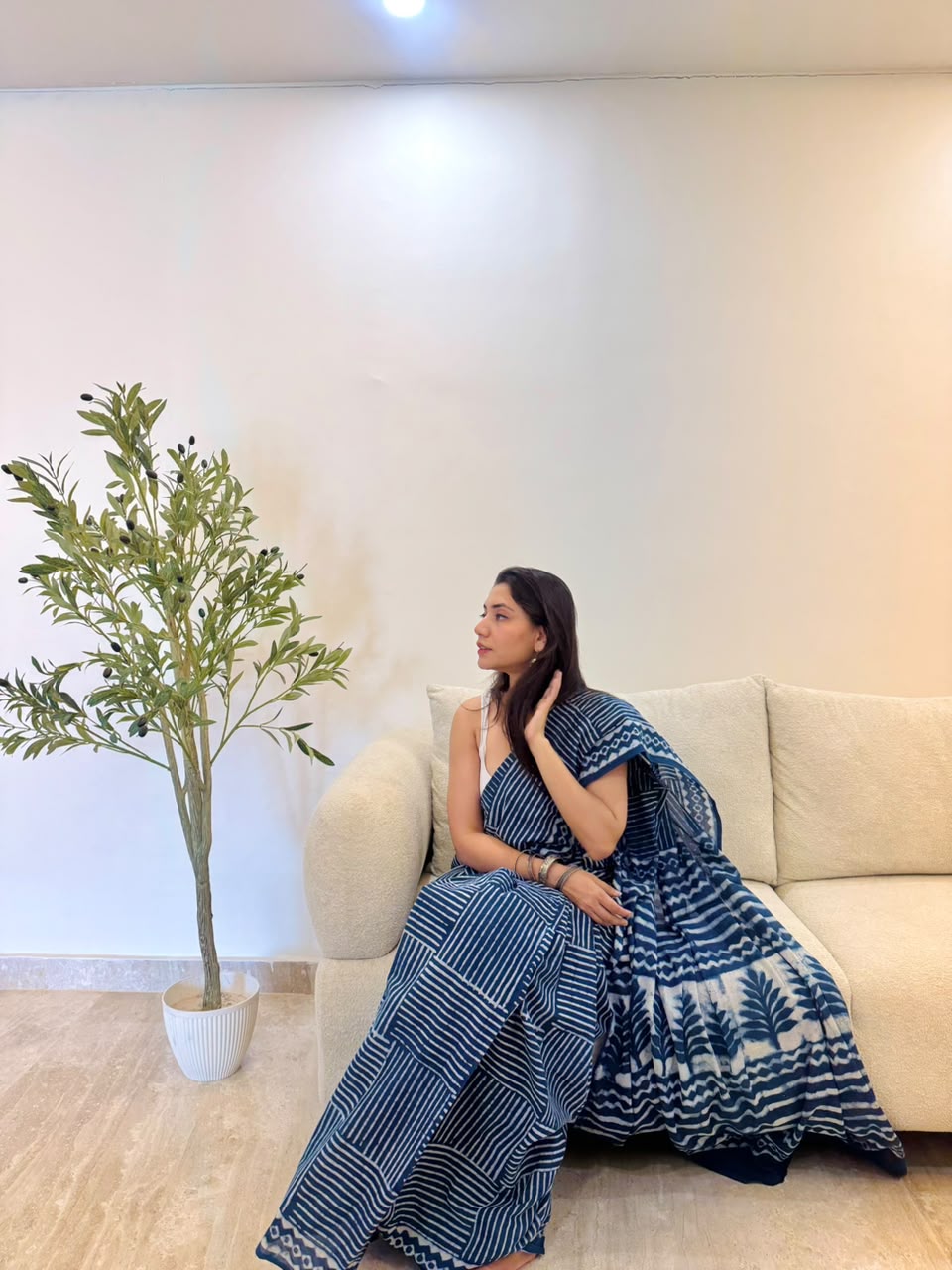 Indigo Cotton Saree